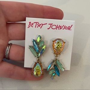 Betsy Johnson metallic iridescent pineapple drop earrings